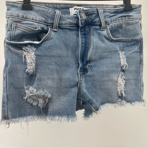 Wax Jean Women's Ripped Blue Denim Shorts